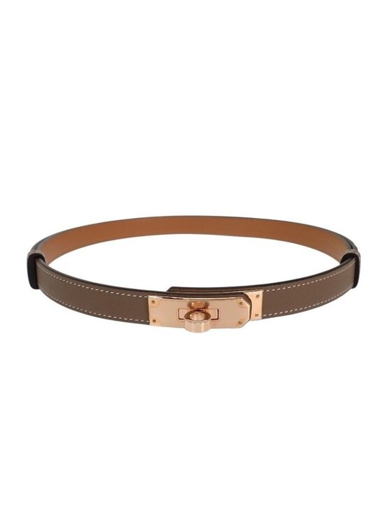 Hermes Kelly 18 Belt Veau Epsom Beige Etoupe Gold SA